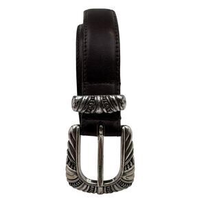 Vintage 90s Donna Katz Leather Western Concho Belt Brown Silver Tone Size M